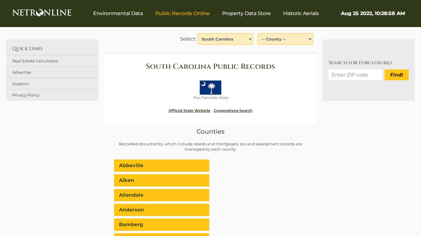 South Carolina Public Records Online Directory - NETROnline.com